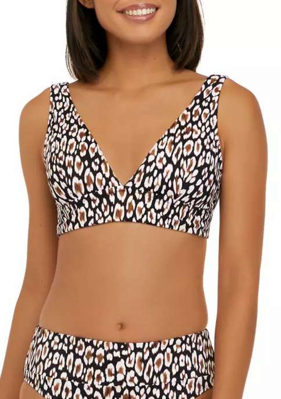 Women * | Tommy Bahama Palm Modern Safari Cat V-Neck Swim Top Black