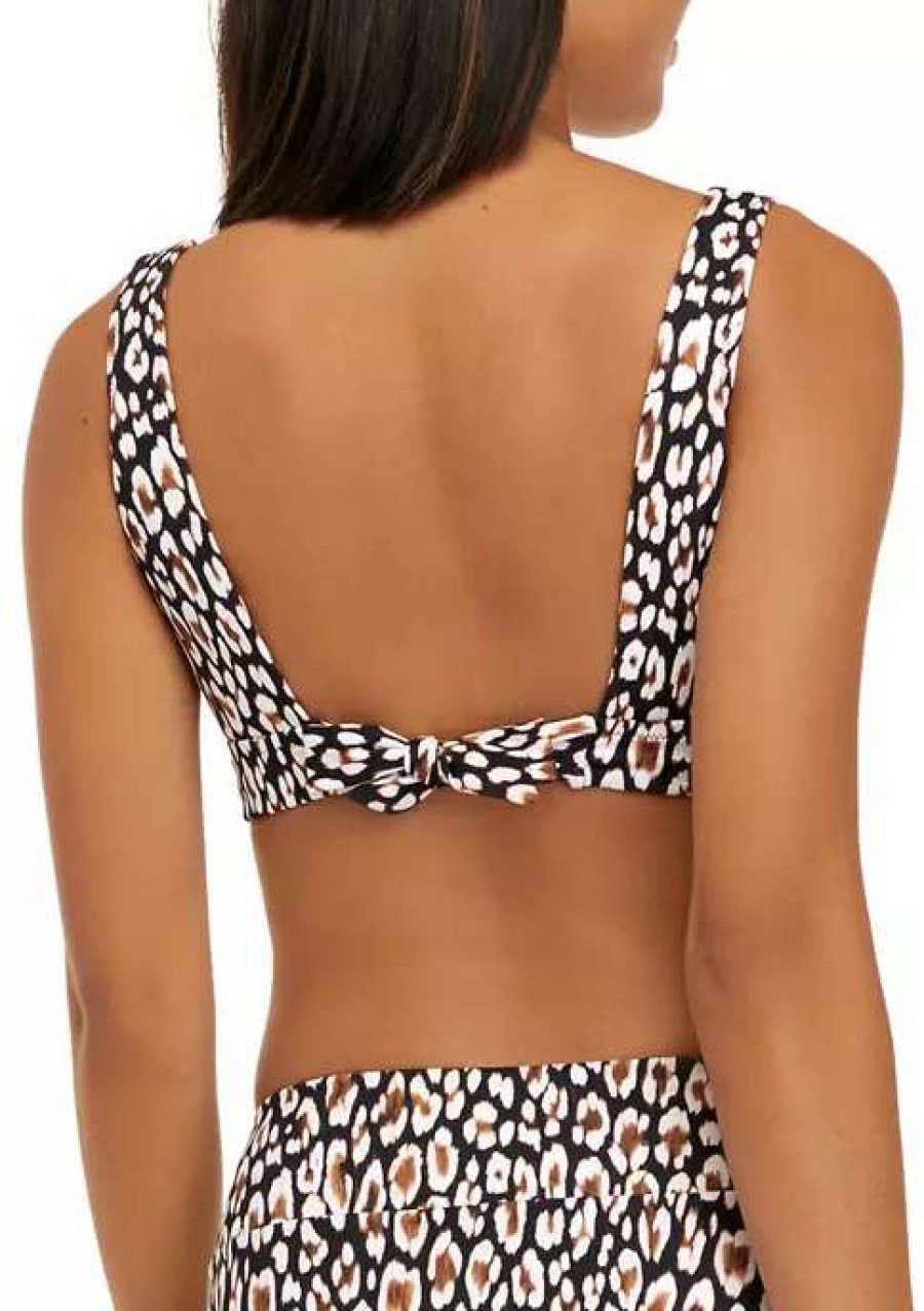 Women * | Tommy Bahama Palm Modern Safari Cat V-Neck Swim Top Black