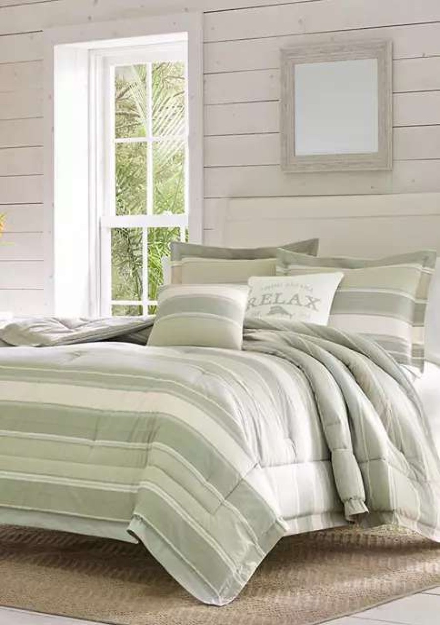 Bed & Bath * | Tommy Bahama Serenity 5-Piece Striped Cotton Comforter Set Green