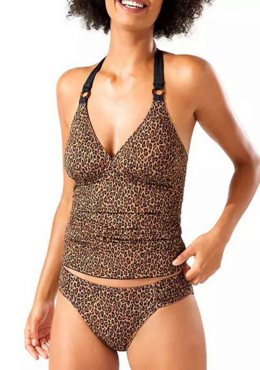 Women * | Tommy Bahama Women'S Sun Cat Reverse Halter Swim Tankini Top Black