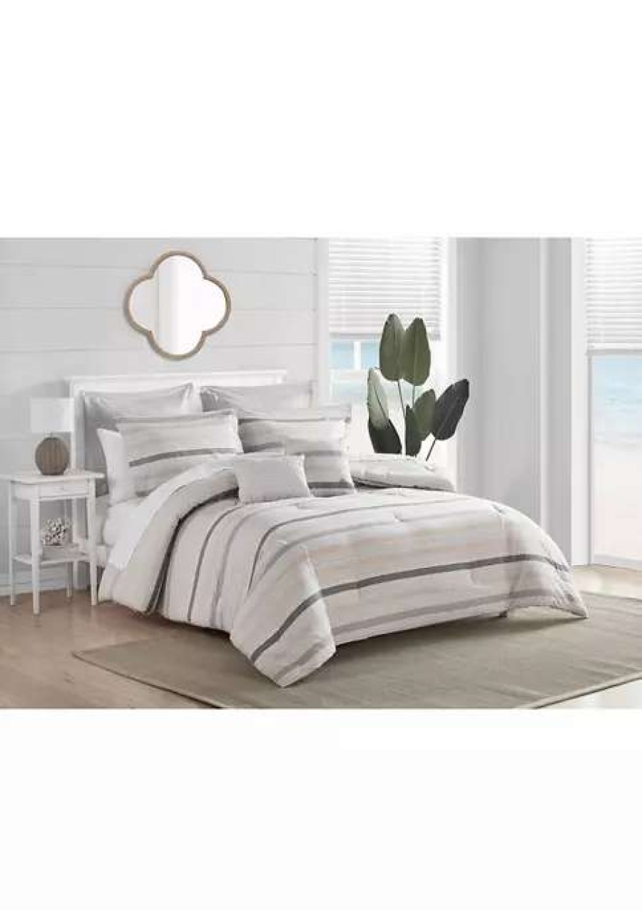 Bed & Bath * | Tommy Bahama Sandy Beach 7-Piece Bonus Comforter Set Grey