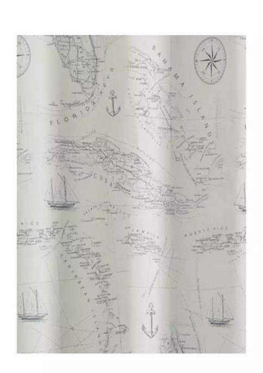 Bed & Bath * | Tommy Bahama Caribbean Sea Shower Curtain Blue