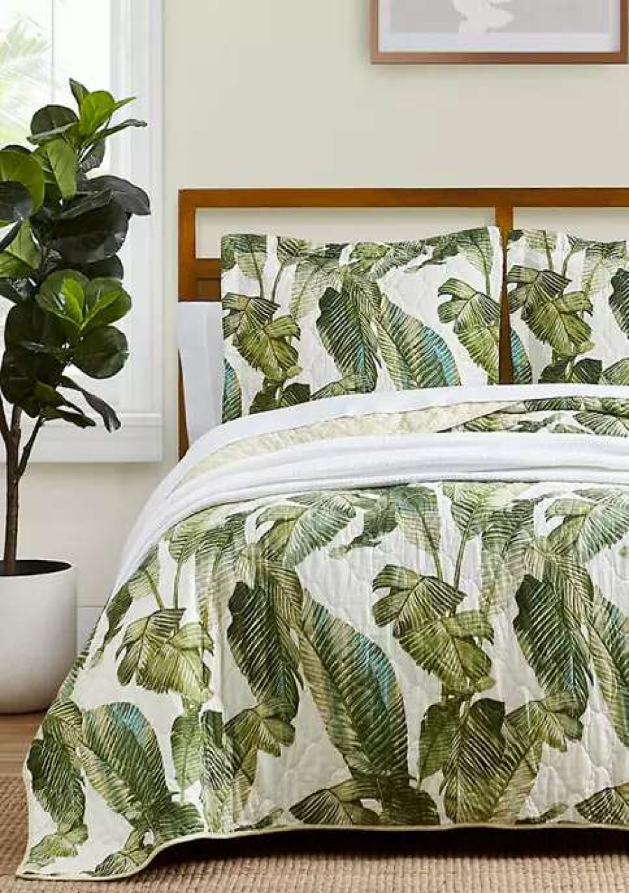 Bed & Bath * | Tommy Bahama Fiesta Palms Cotton Quilt Set Green