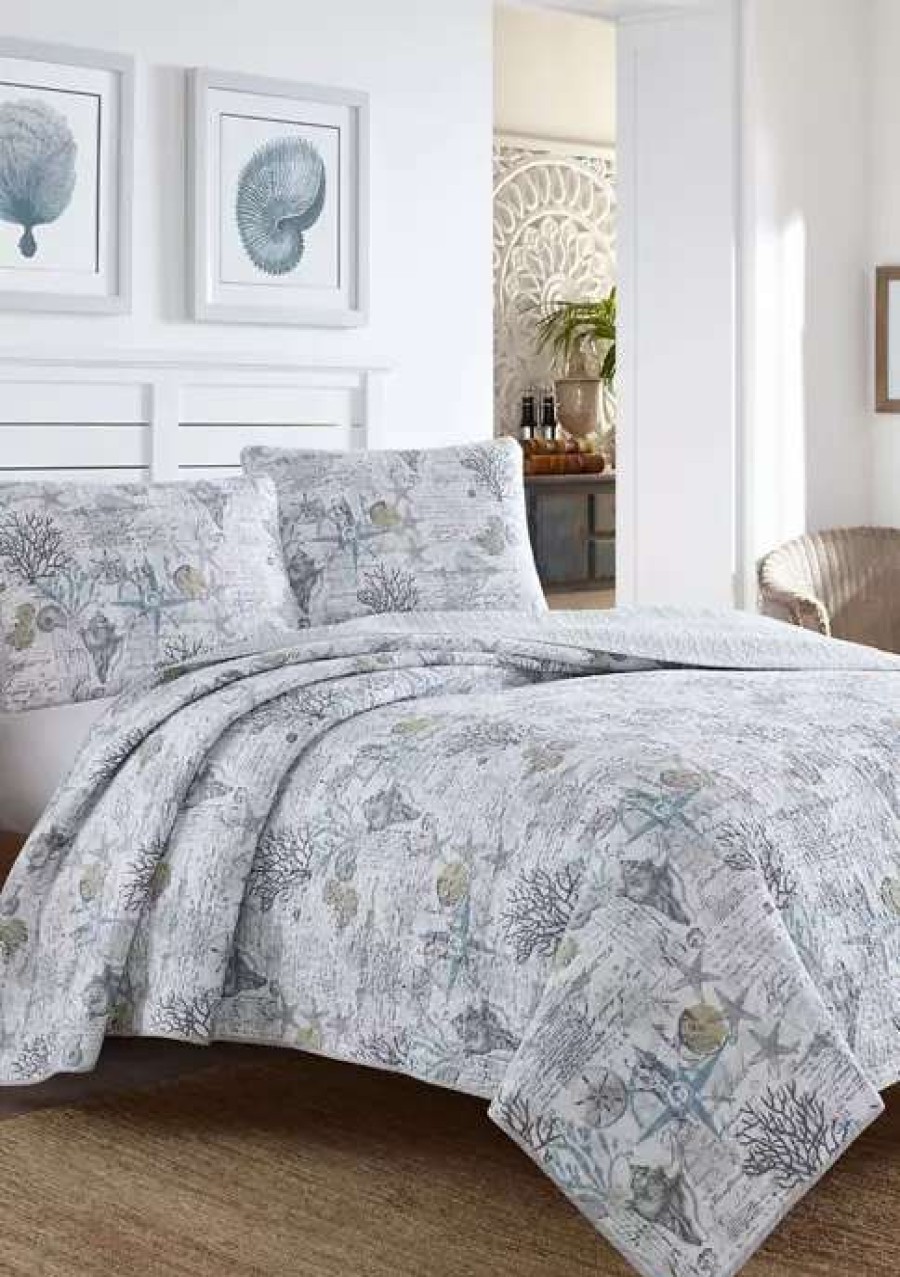 Bed & Bath * | Tommy Bahama Beach Bliss Quilt Sham Set Grey