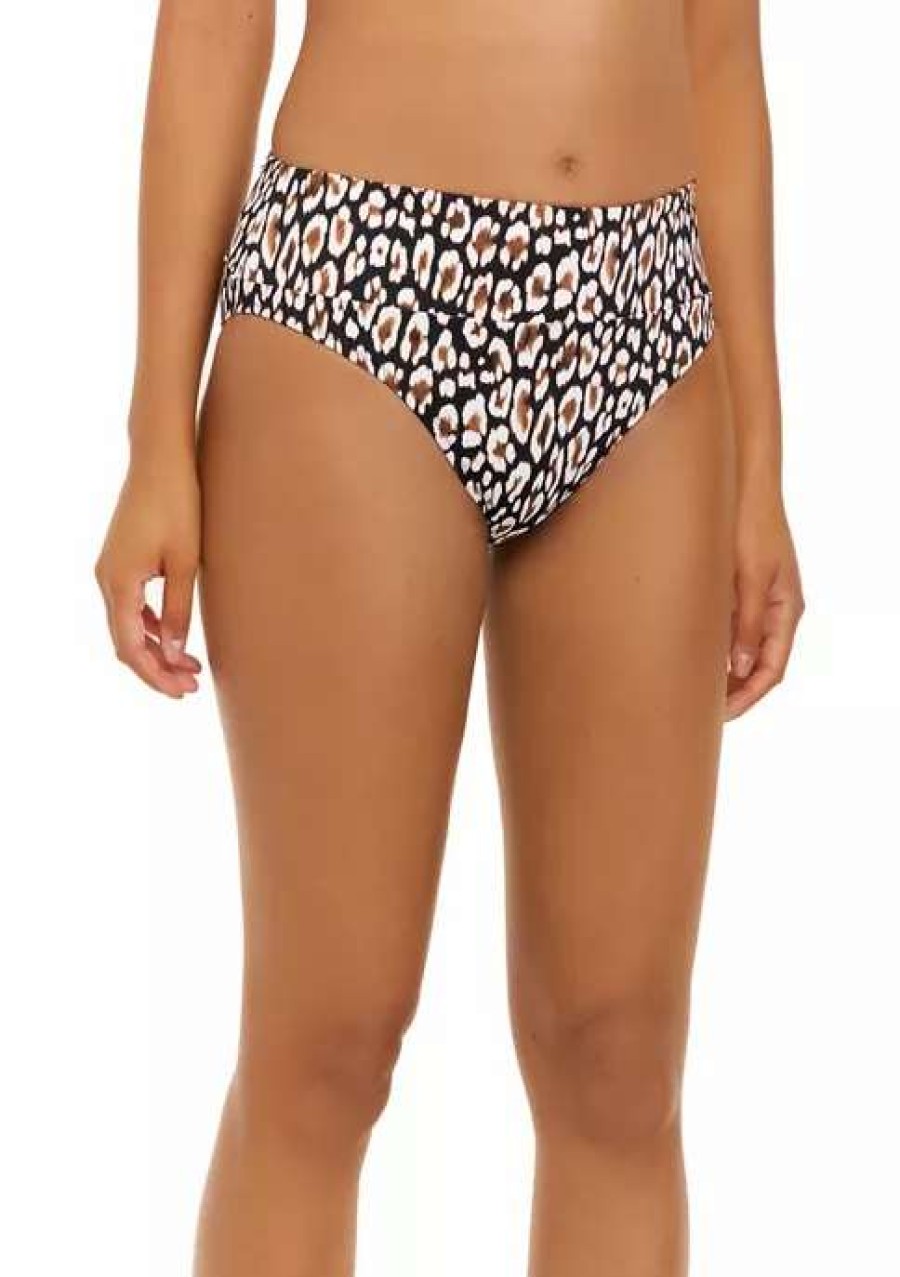 Women * | Tommy Bahama Palm Modern Safari Cat High Waisted Swim Bottoms With Wide Band Black