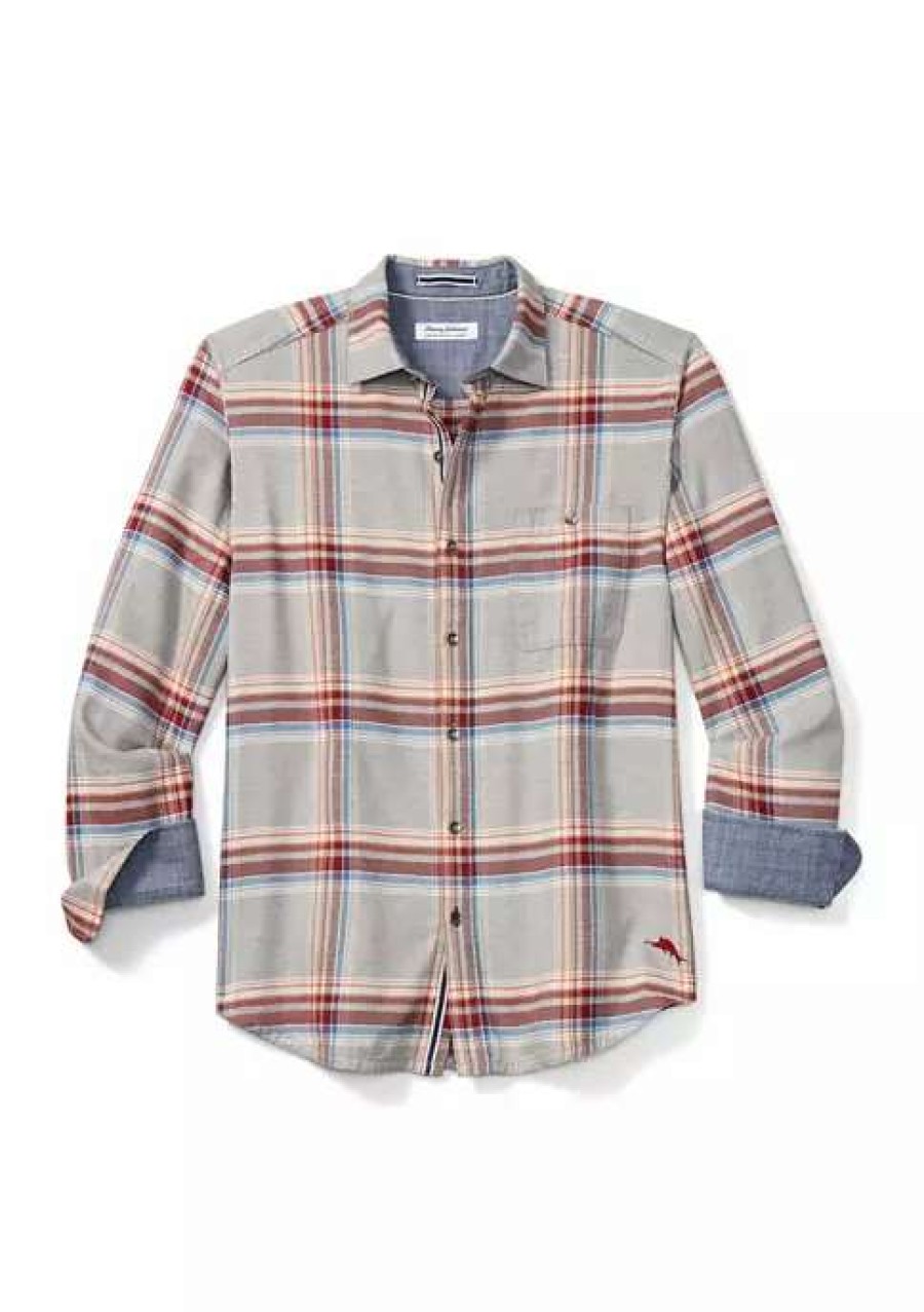 Men * | Tommy Bahama Canyon Beach Montara Plaid Shirt Bala Shark