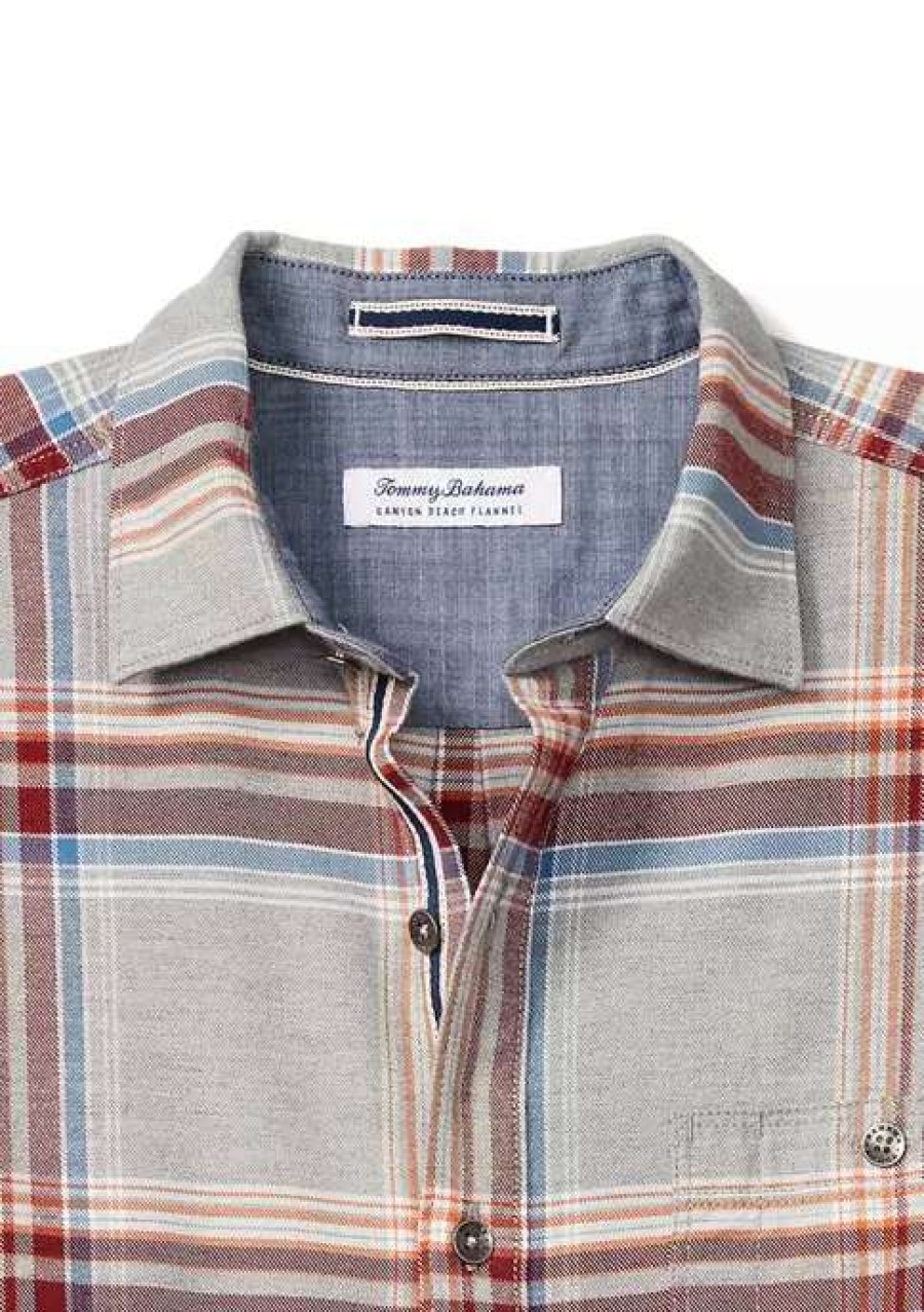 Men * | Tommy Bahama Canyon Beach Montara Plaid Shirt Bala Shark