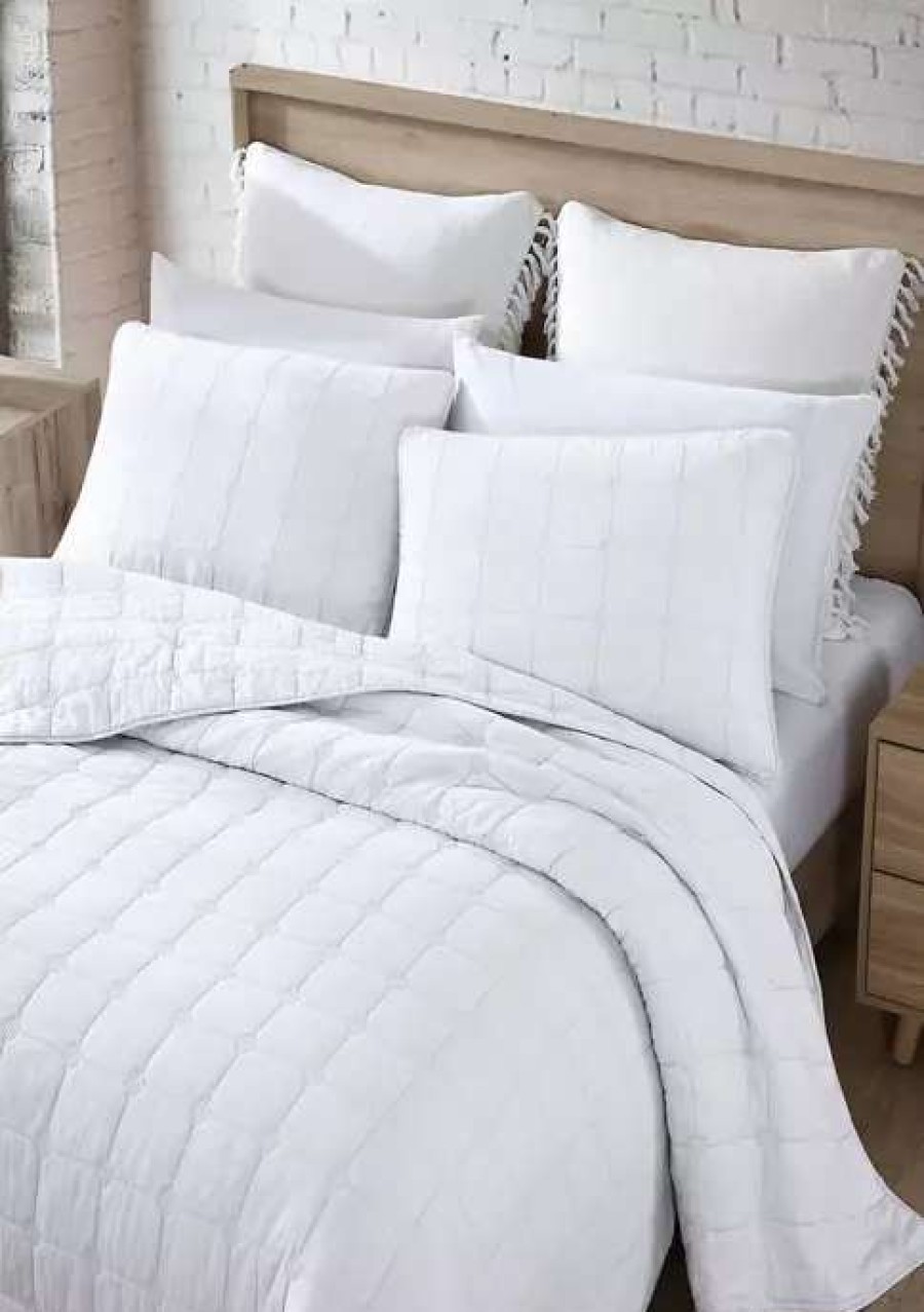 Bed & Bath * | Tommy Bahama Hexagon Cotton Quilt Set White