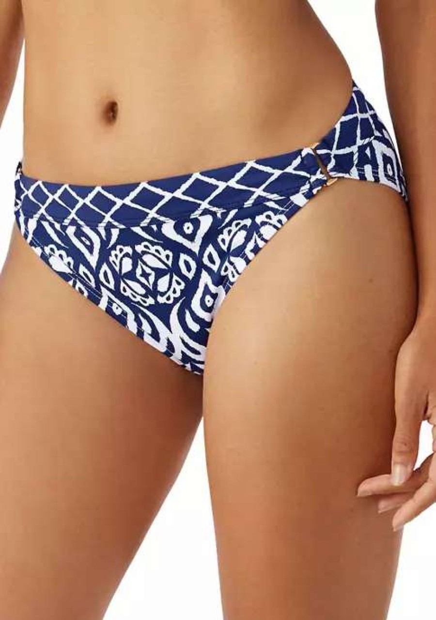 Women * | Tommy Bahama Ikat Diamonds Hipster With Trim Swim Bottoms Mare Navy