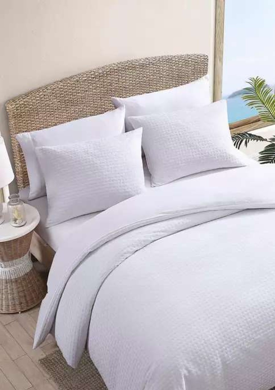 Bed & Bath * | Tommy Bahama Basketweave Solid 3-Piece Cotton Comforter Set Blue