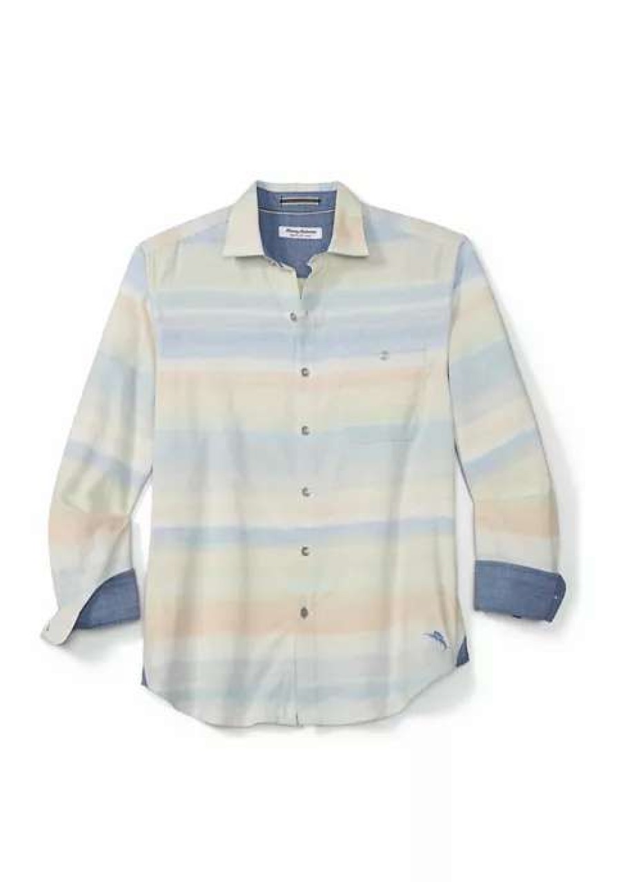 Men * | Tommy Bahama Men'S Coastline Cord Sun Harbor Stripe Shirt Palace Blue