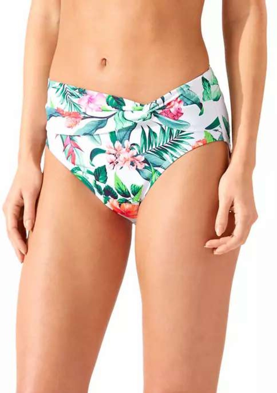 Women * | Tommy Bahama Tropi-Calling Twist High Waist Swim Bottoms White