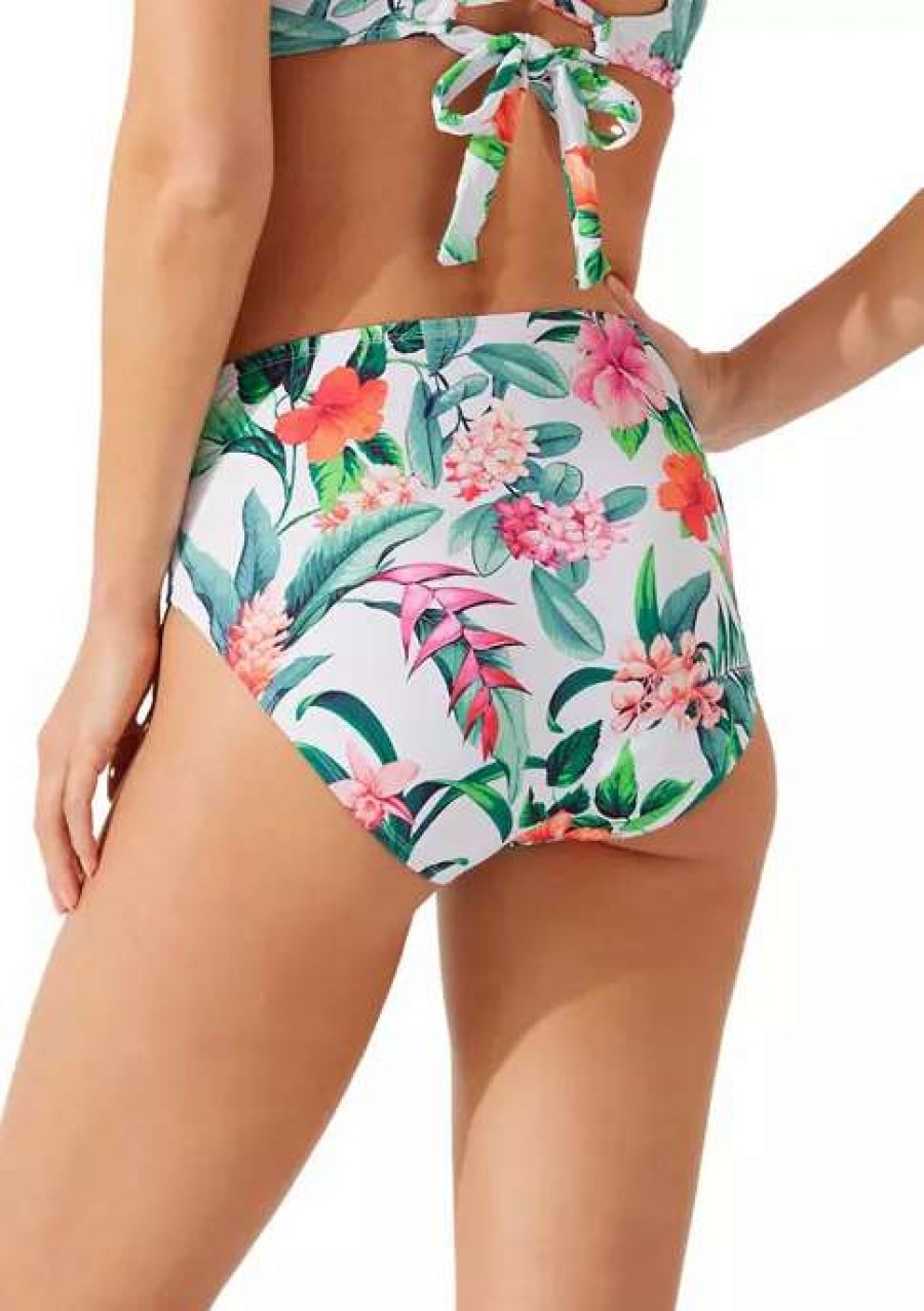 Women * | Tommy Bahama Tropi-Calling Twist High Waist Swim Bottoms White