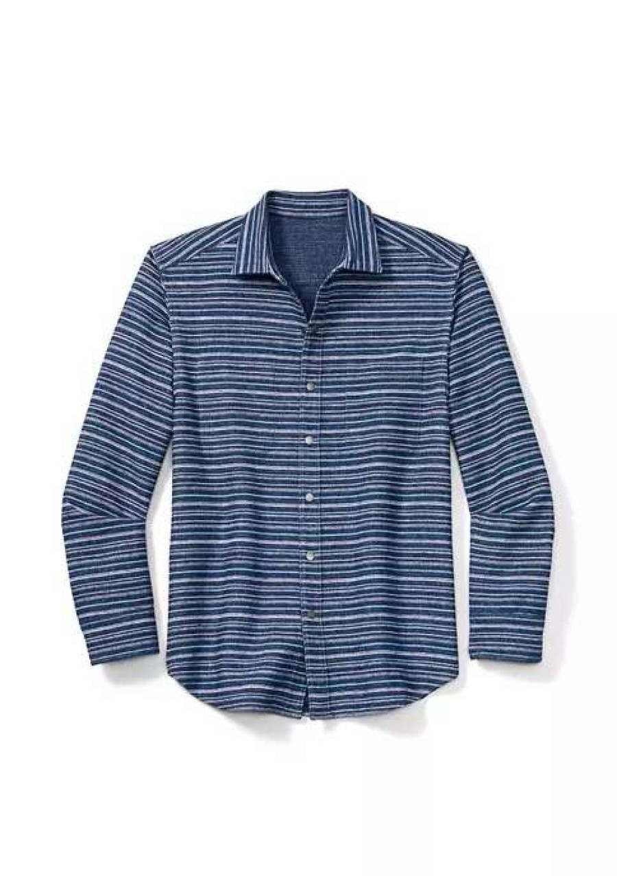 Men * | Tommy Bahama Men'S Tale Of Two Flannels Overshirt Island Nav