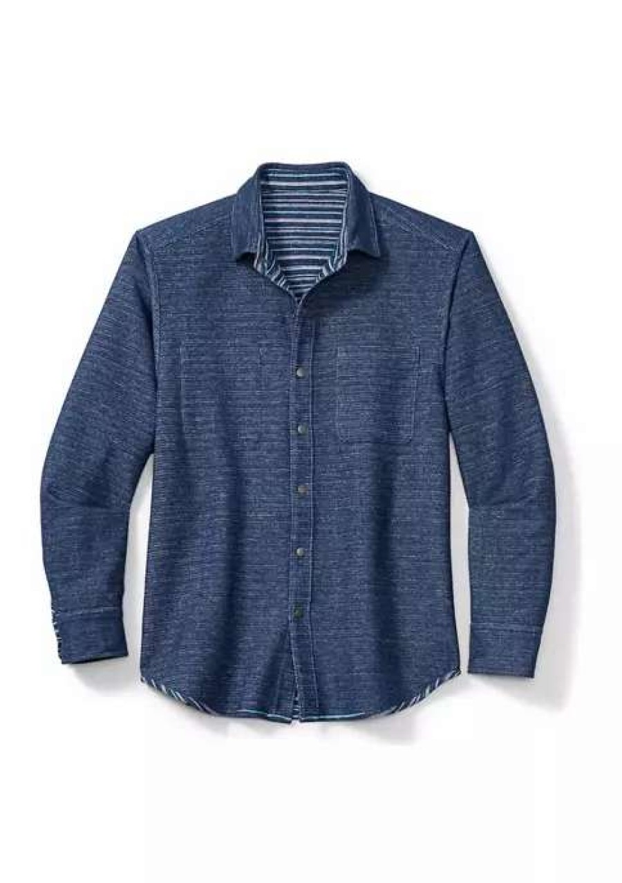 Men * | Tommy Bahama Men'S Tale Of Two Flannels Overshirt Island Nav