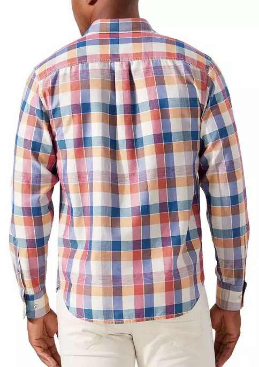 Men * | Tommy Bahama Men'S Mendocino Plaid Shirt Pure Coral