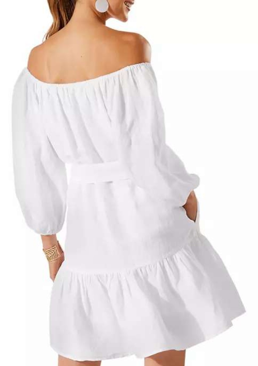 Women * | Tommy Bahama St Lucia Off The Shoulder Tiered Dress White