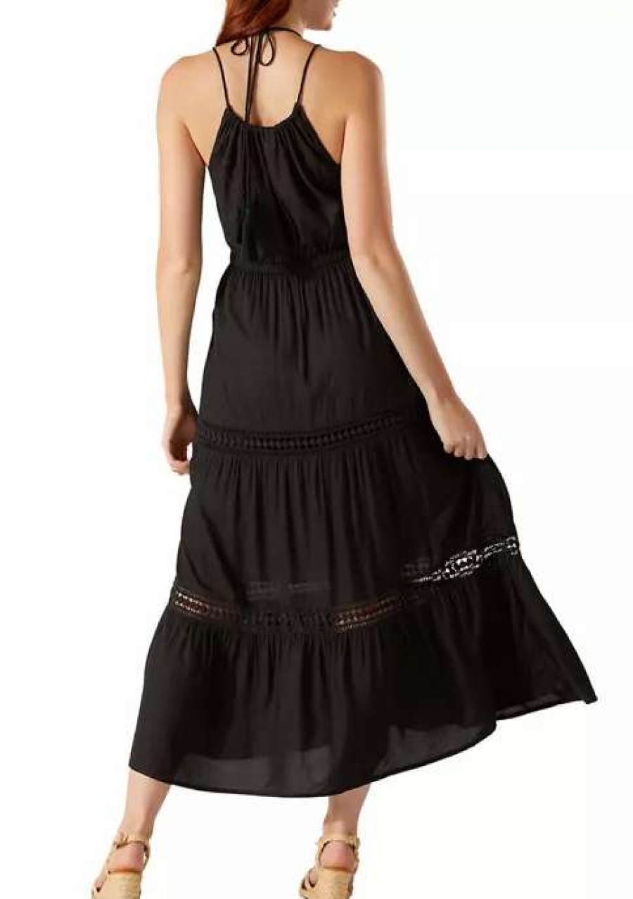 Women * | Tommy Bahama Women'S Sun Lace Halter Maxi Dress Black