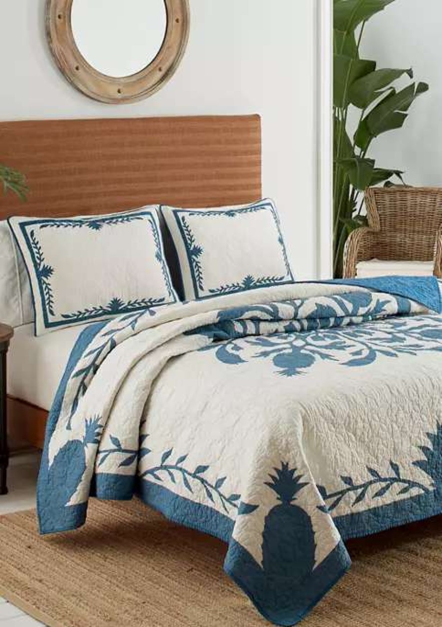 Bed & Bath * | Tommy Bahama Aloha Pineapple Cotton Quilt Blue