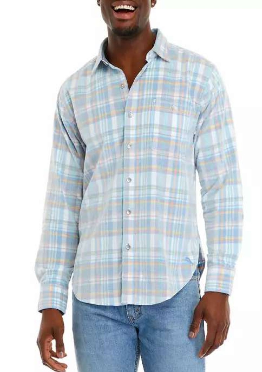 Men * | Tommy Bahama Men'S Coastline Cord Plaid Shirt White