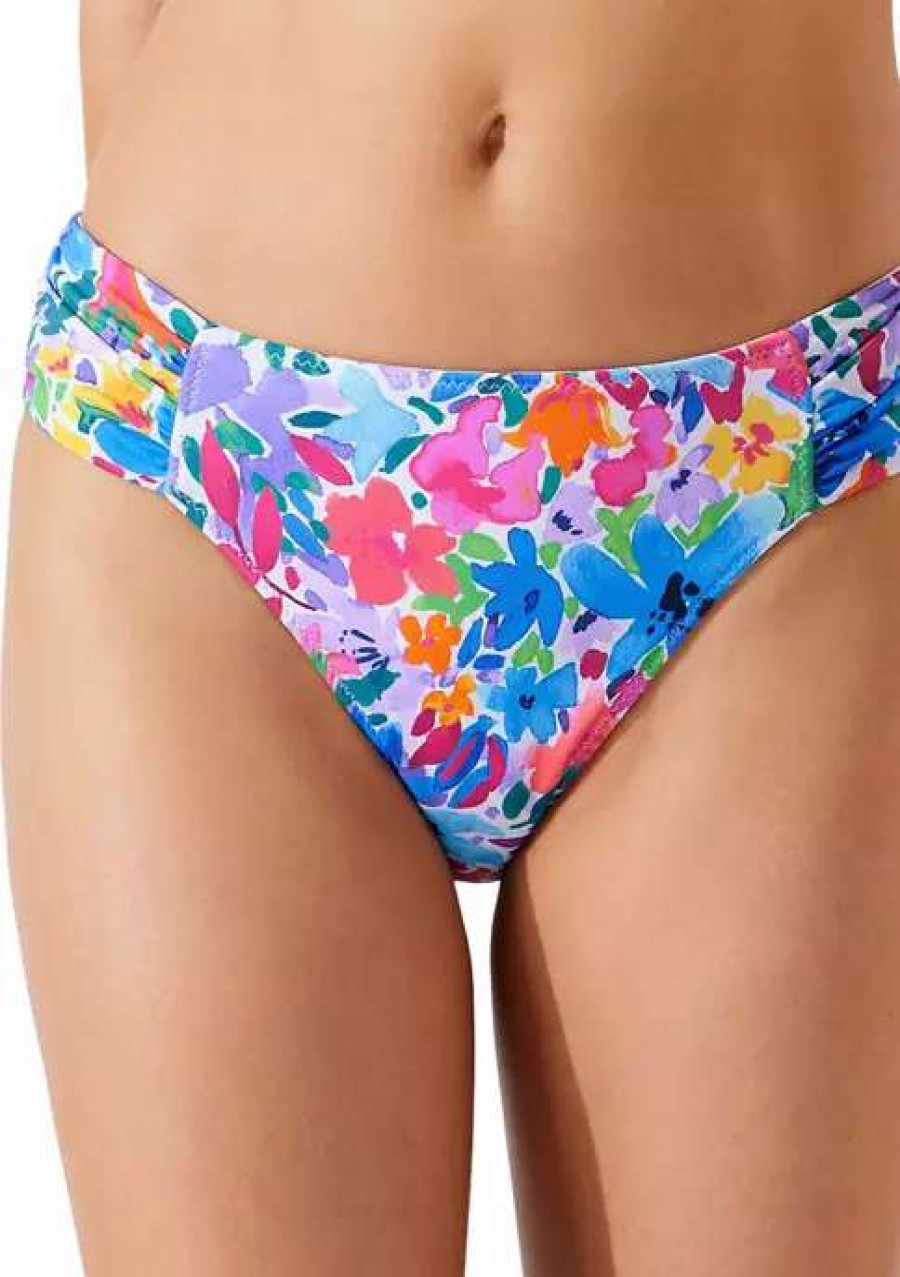 Women * | Tommy Bahama Watercolor Floral Reversible Hipster Swim Bottoms White/Multi