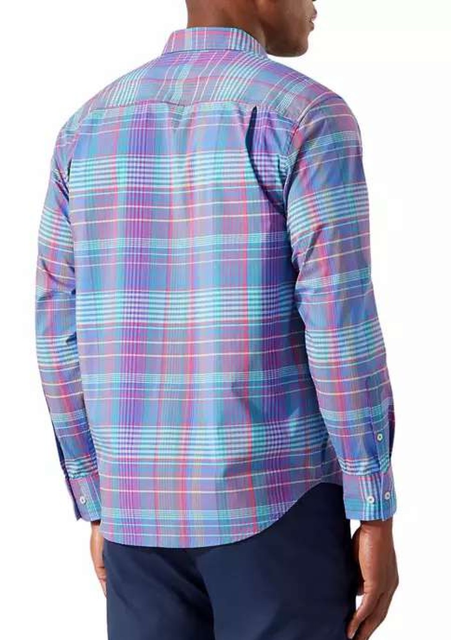 Men * | Tommy Bahama Men'S Sarasota Stretch Pinot Plaid Shirt Gulf Shore