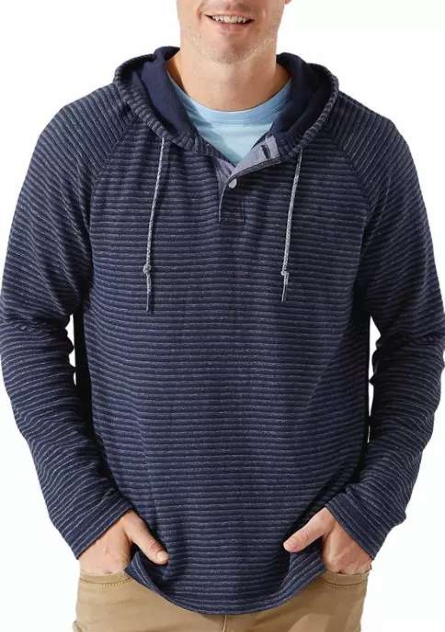 Men * | Tommy Bahama Men'S Stinson Stripe Hoodie Ocean Deep