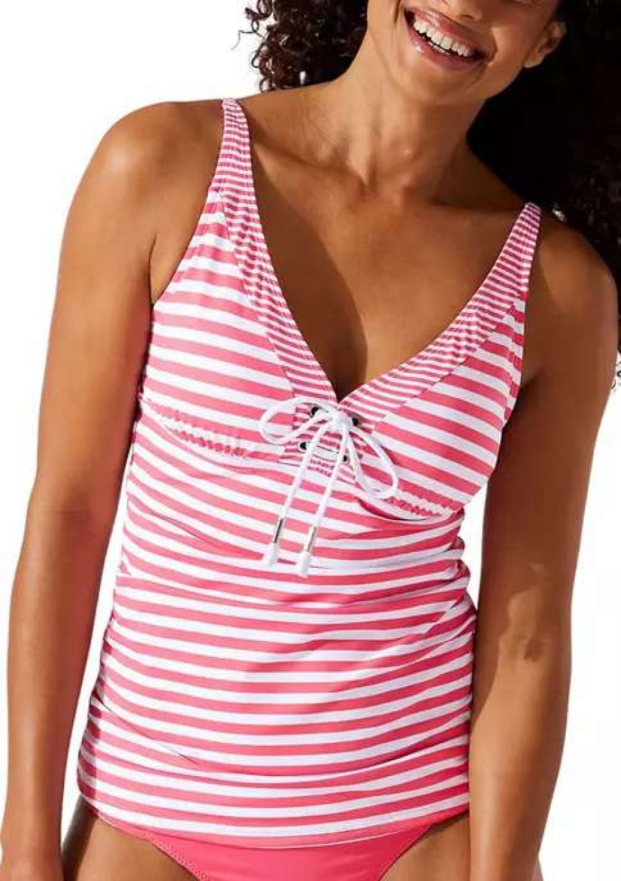 Women * | Tommy Bahama Women'S Breaker Bay Over The Shoulder Swim Tankini Coral Coast