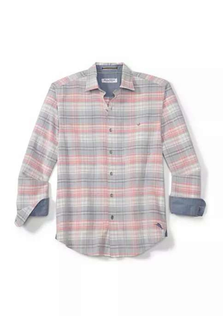 Men * | Tommy Bahama Men'S Coastline Cord Carmel Plaid Shirt Denimblau