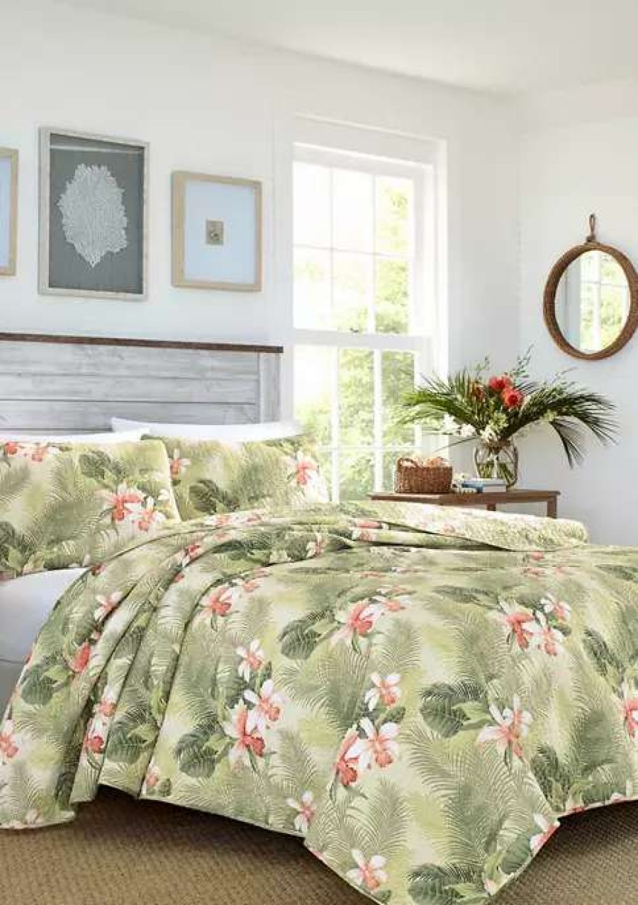 Bed & Bath * | Tommy Bahama Tropical Orchid Quilt Sham Set Green