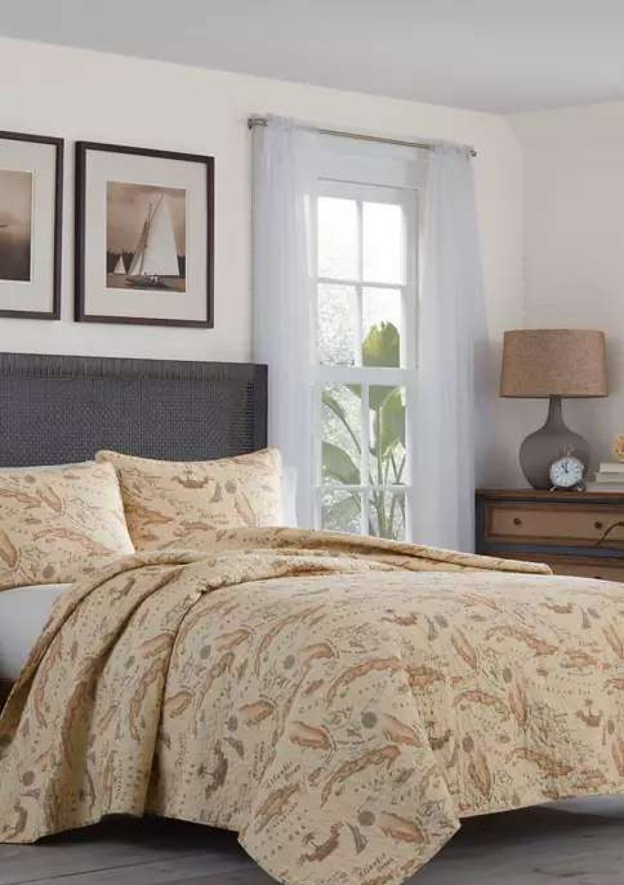 Bed & Bath * | Tommy Bahama Bahama Map Quilt Sham Set Brown