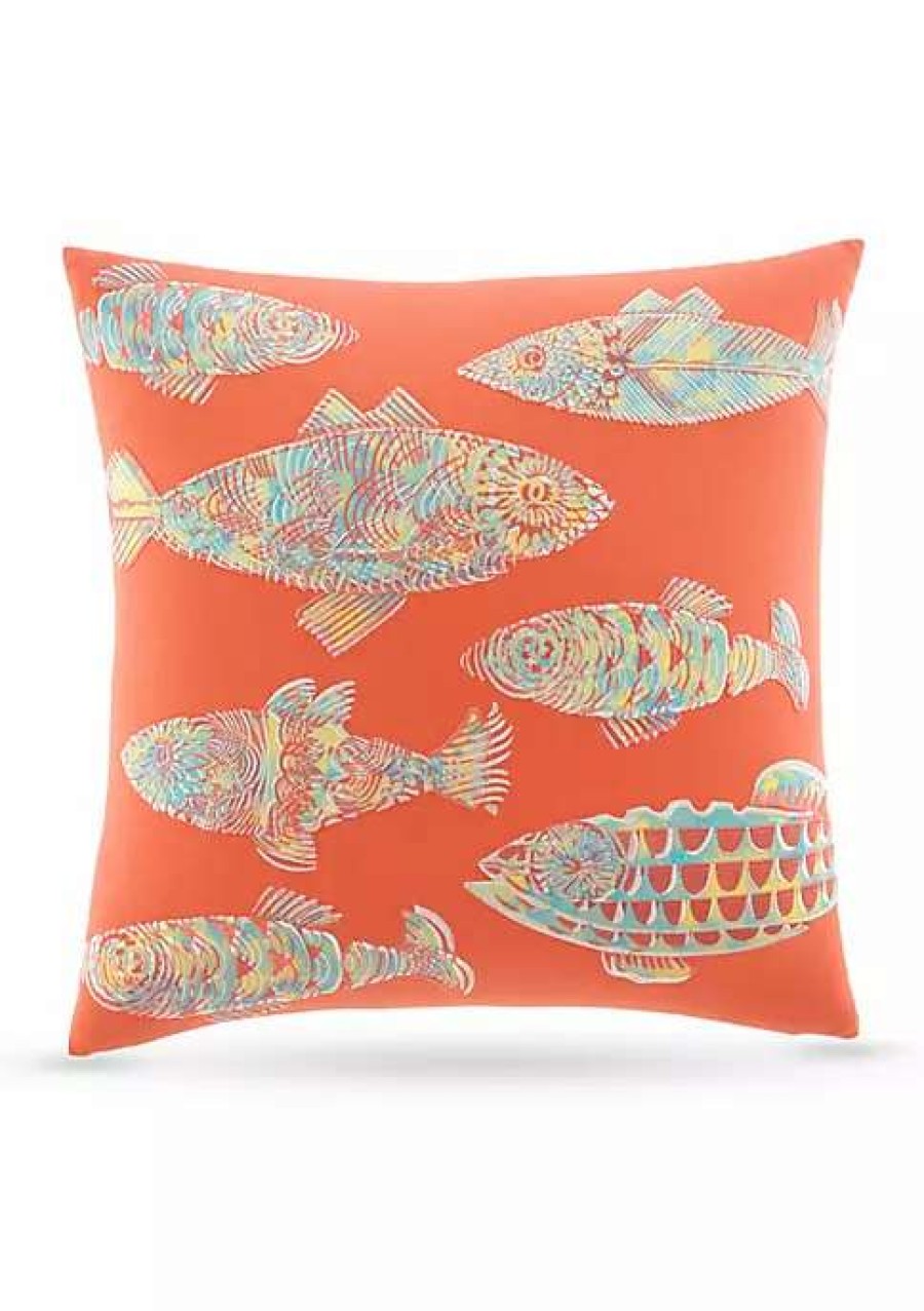 Bed & Bath * | Tommy Bahama Batic Fish Decorative Pillow Orange