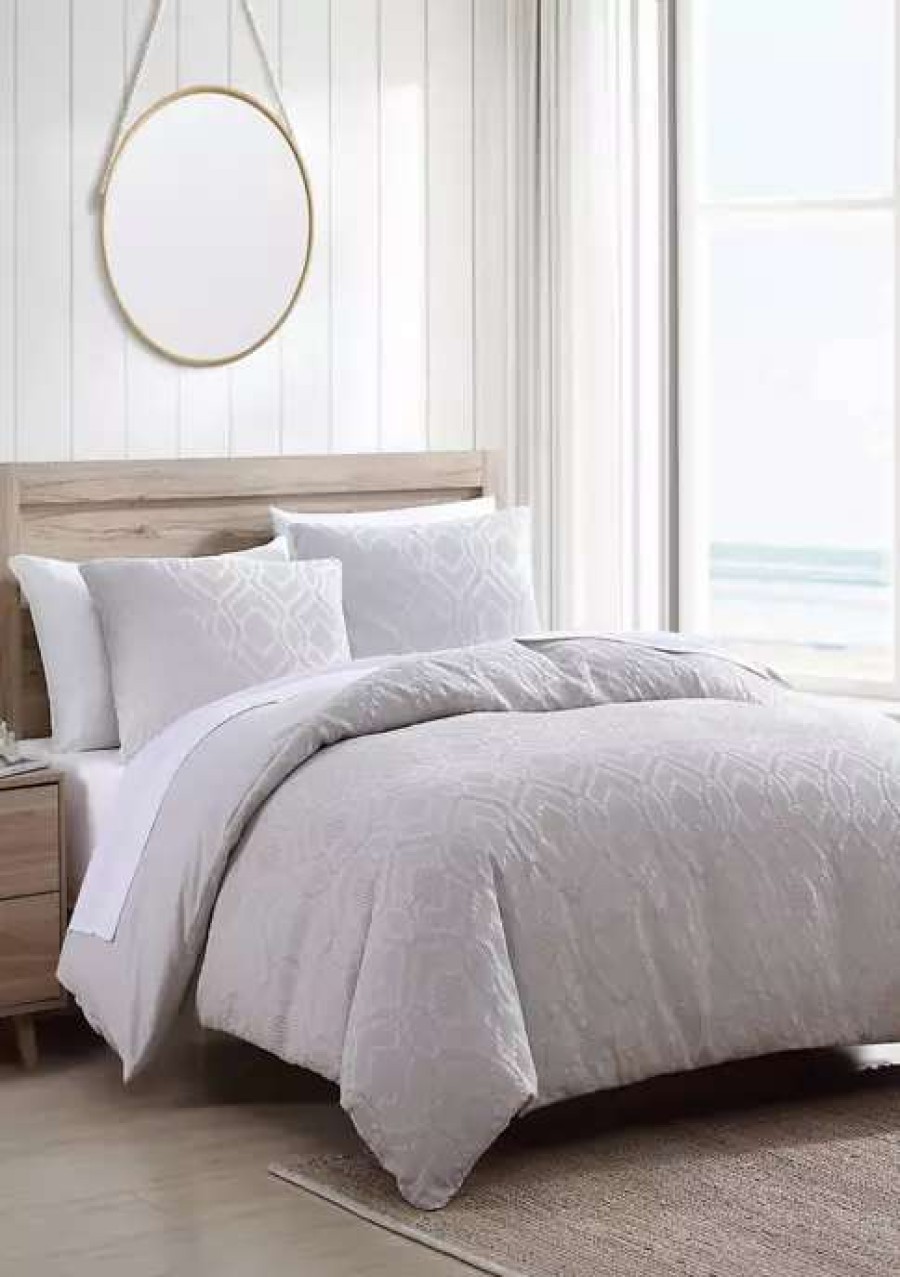 Bed & Bath * | Tommy Bahama Textured Waffle 3-Piece Cotton Duvet Set Grey