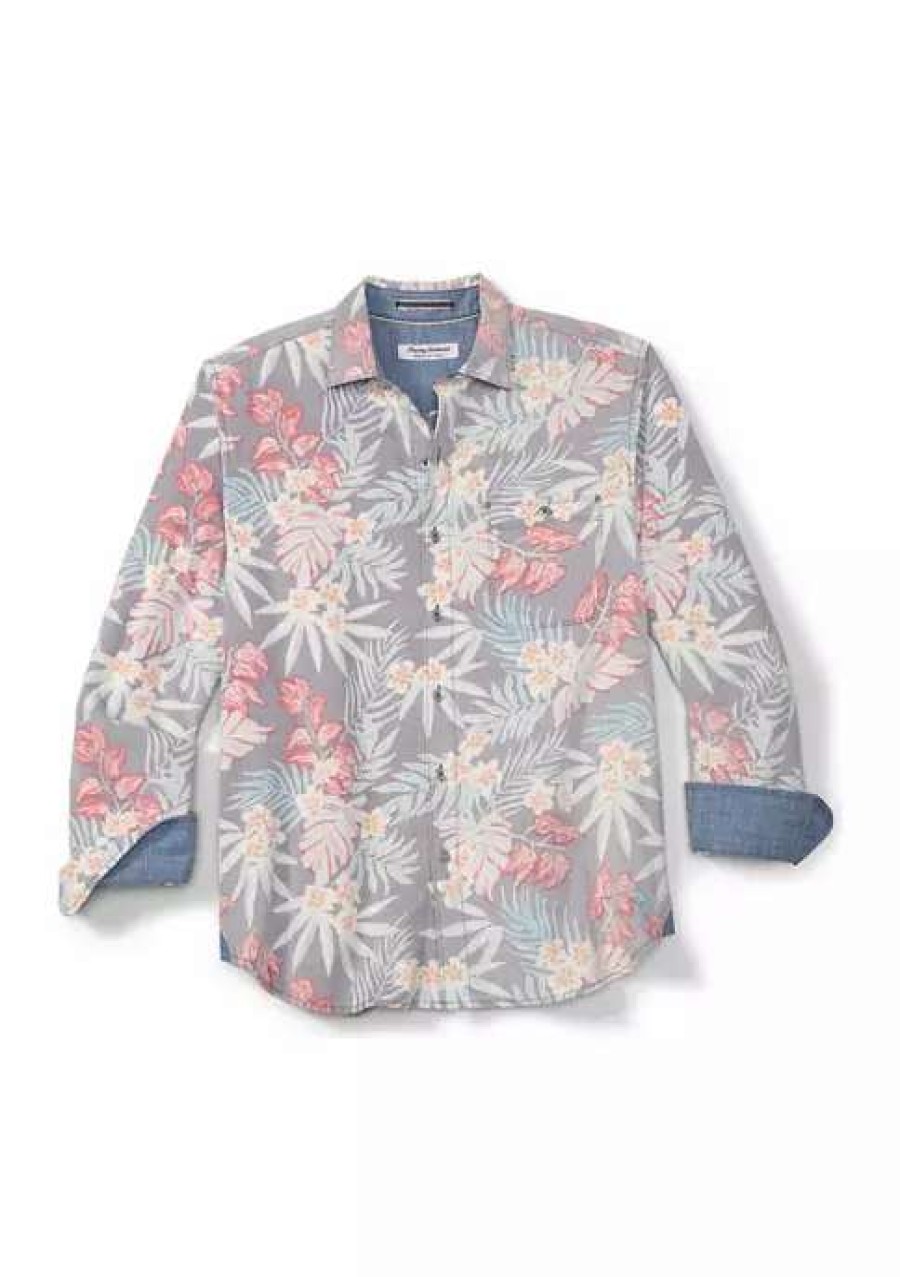 Men * | Tommy Bahama Coastline Cord Montecito Fronds Shirt Fog Grey