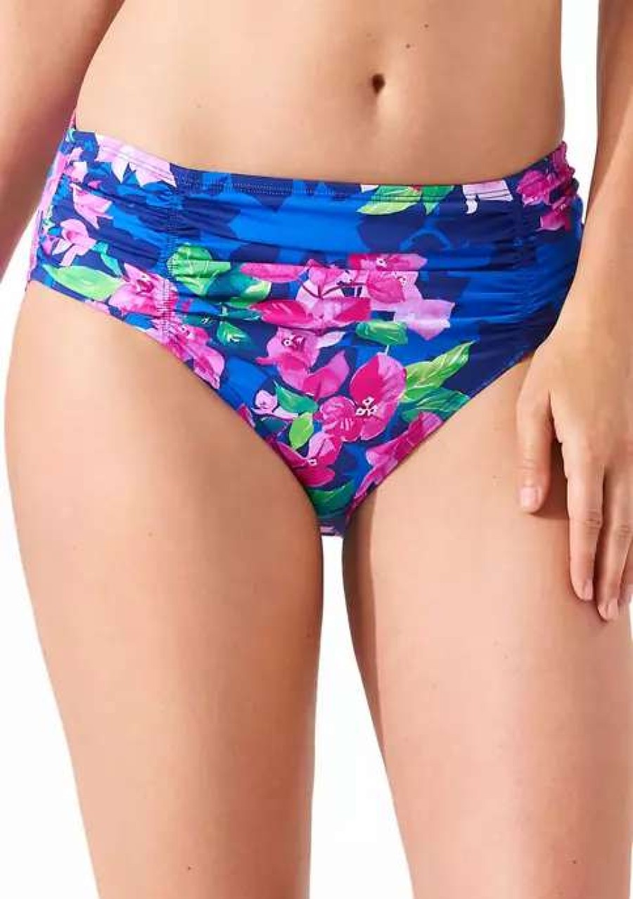 Women * | Tommy Bahama Floral High Waist Swim Bottoms Beaming Blue