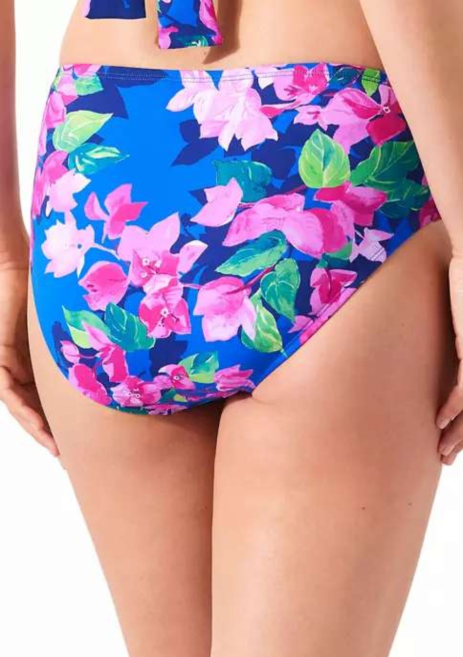 Women * | Tommy Bahama Floral High Waist Swim Bottoms Beaming Blue