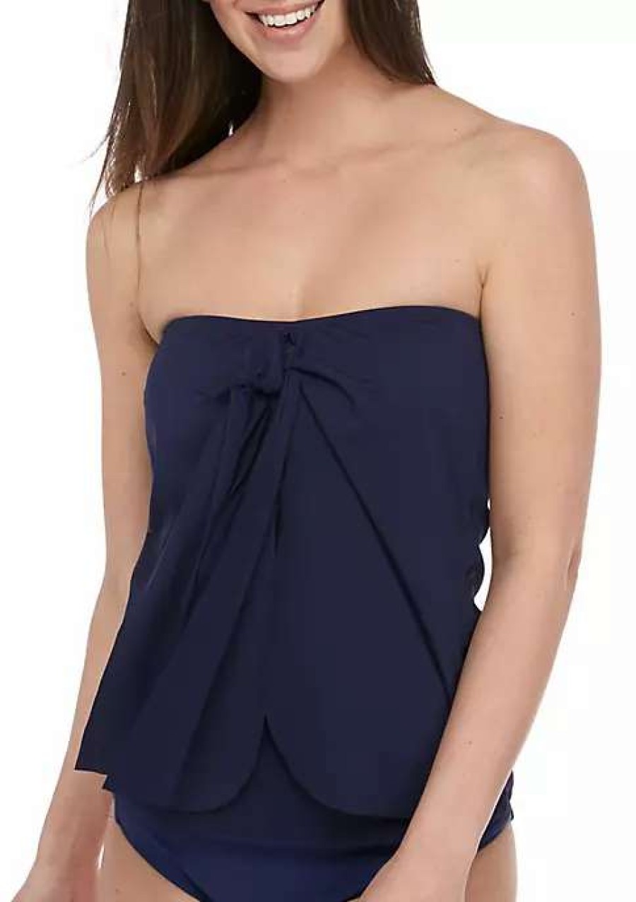 Women * | Tommy Bahama Pearl Sarong Wrap Swim Bandini Top Mare Navy