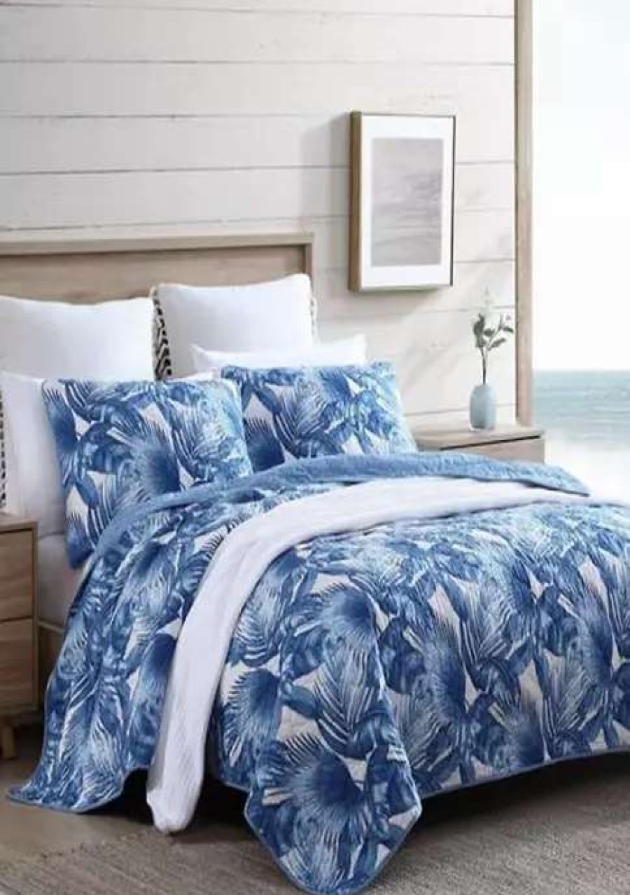 Bed & Bath * | Tommy Bahama Royal Palm 3-Piece Floral Cotton Quilt Set Blue