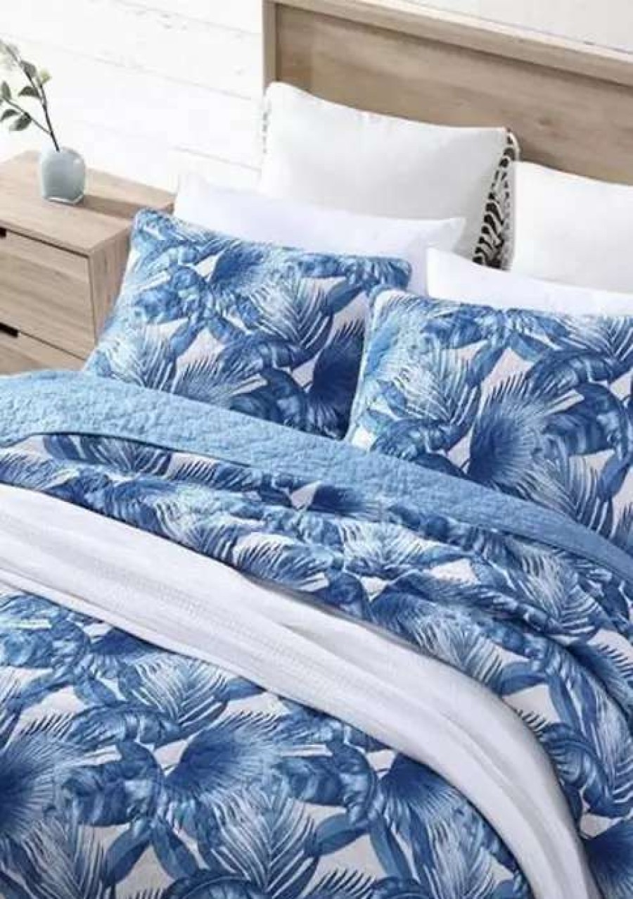 Bed & Bath * | Tommy Bahama Royal Palm 3-Piece Floral Cotton Quilt Set Blue