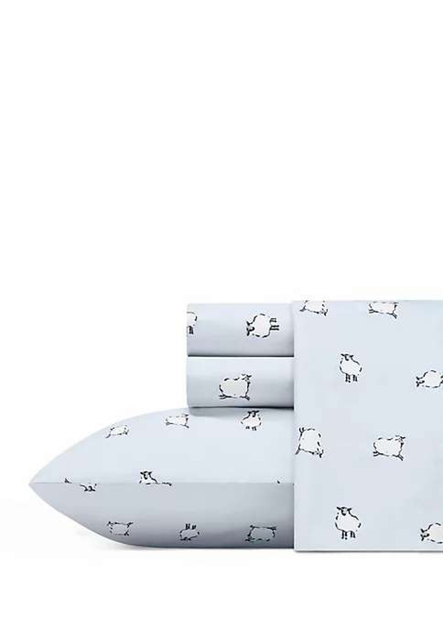 Bed & Bath * | Poppy & Fritz Sheep Cotton Sheet Set Open Lt-Pastel Blue