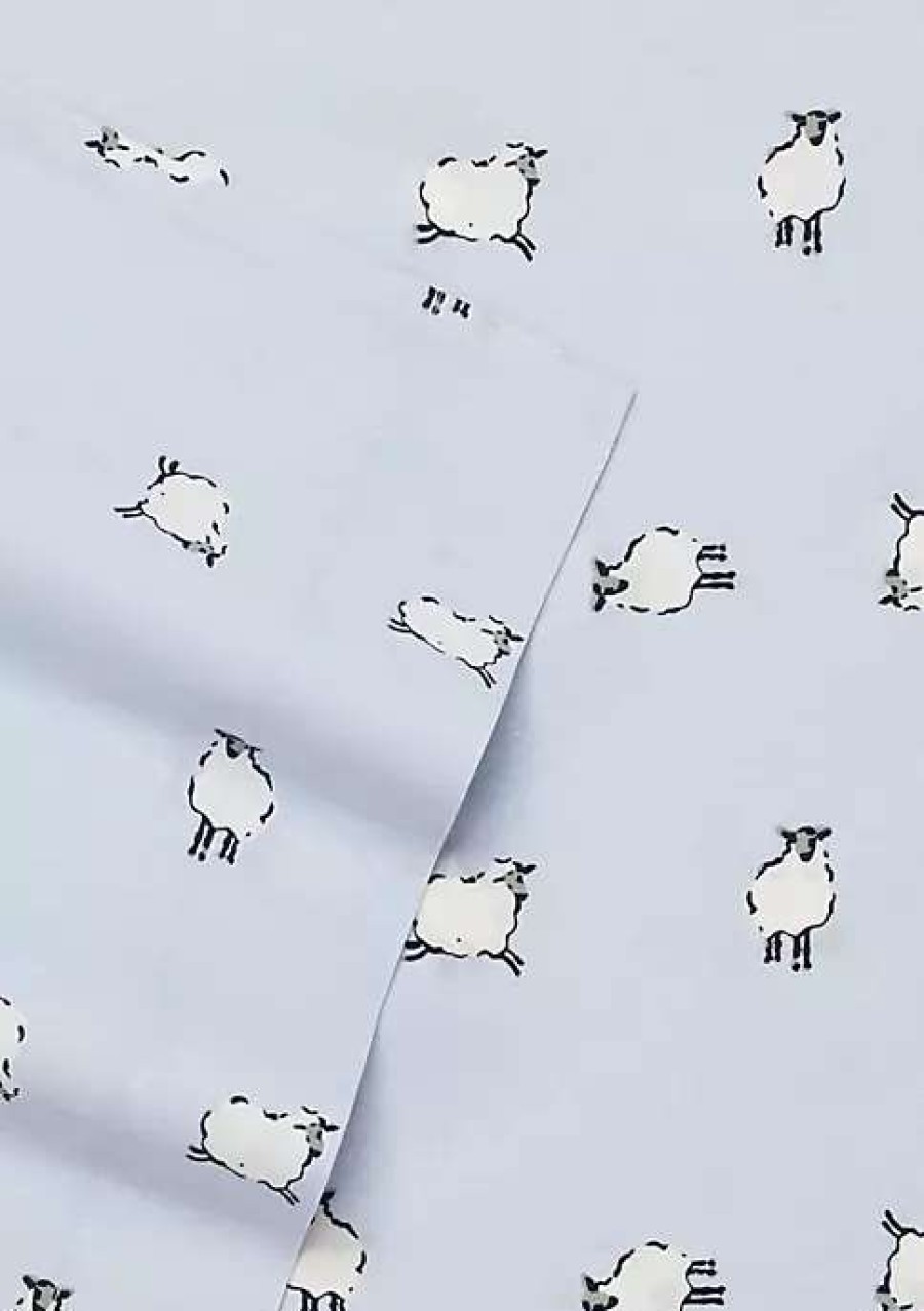 Bed & Bath * | Poppy & Fritz Sheep Cotton Sheet Set Open Lt-Pastel Blue