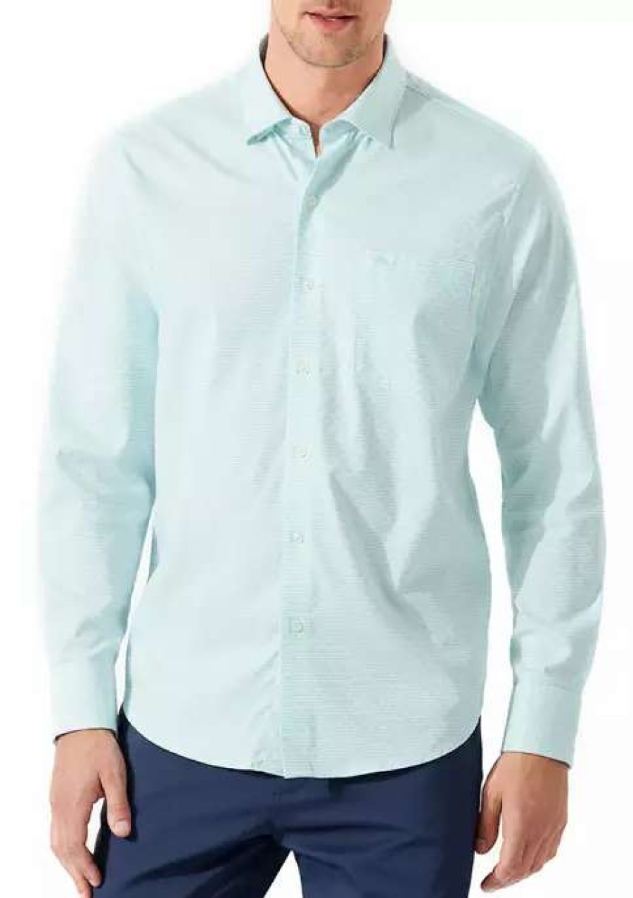 Men * | Tommy Bahama Sarasota Stretch Ventura Stripe Shirt Hummingbir