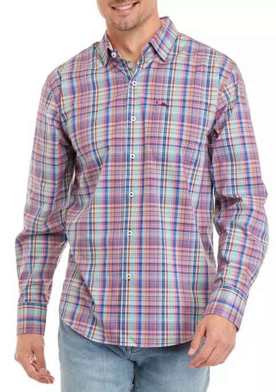 Men * | Tommy Bahama Men'S Sarasota Stretch Pacifica Plaid Shirt Boomerang